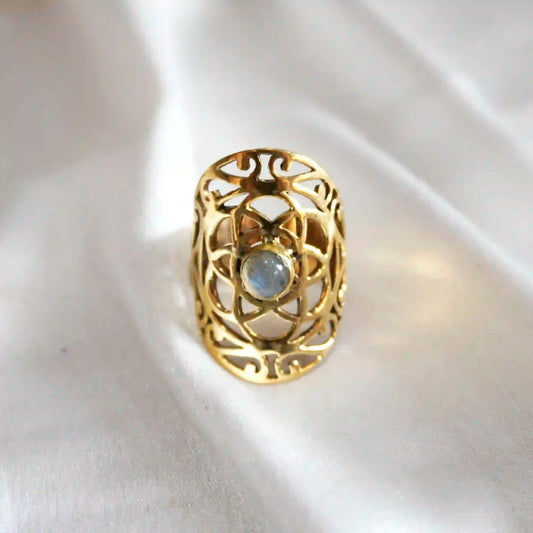 Labradorite Carved Ring