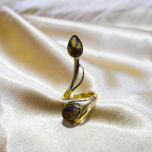 Tiger Eye Twin Stone Ring