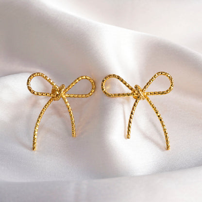 Golden Bow Stud Earrings