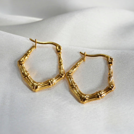Golden Bamboo Hoop Earrings