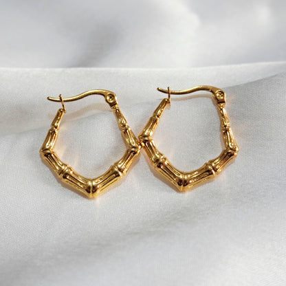 Golden Bamboo Hoop Earrings