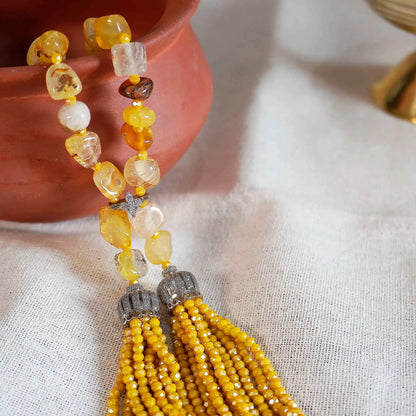 Yellow Tassel Statement Necklace