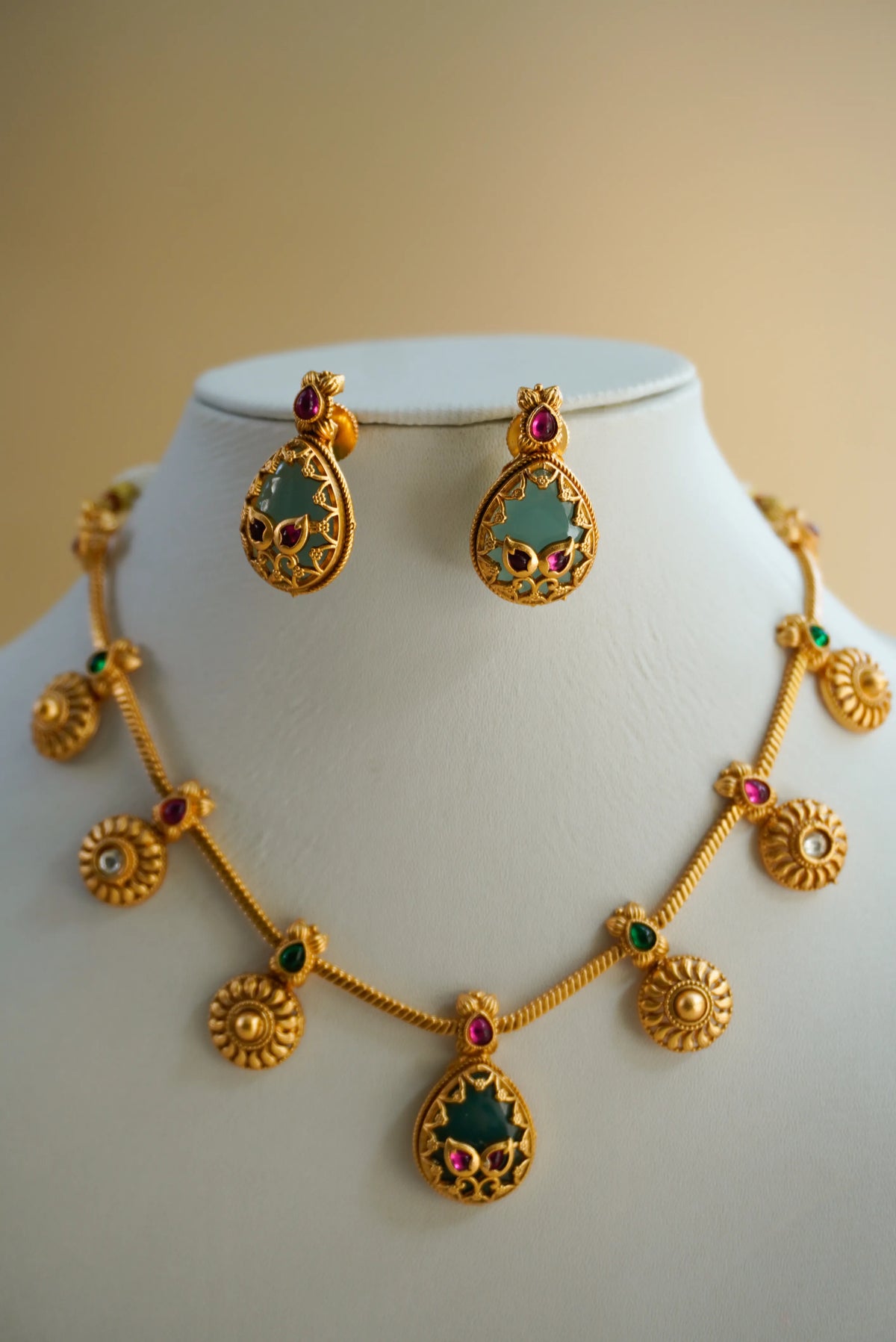 Mint & Ruby Charm Necklace Set (Copy)
