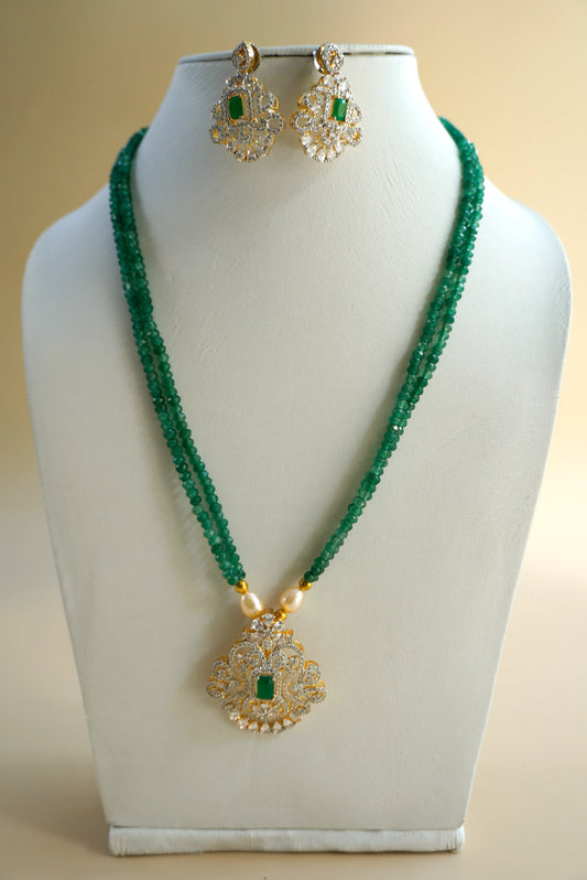 Meher Green AD Necklace Set