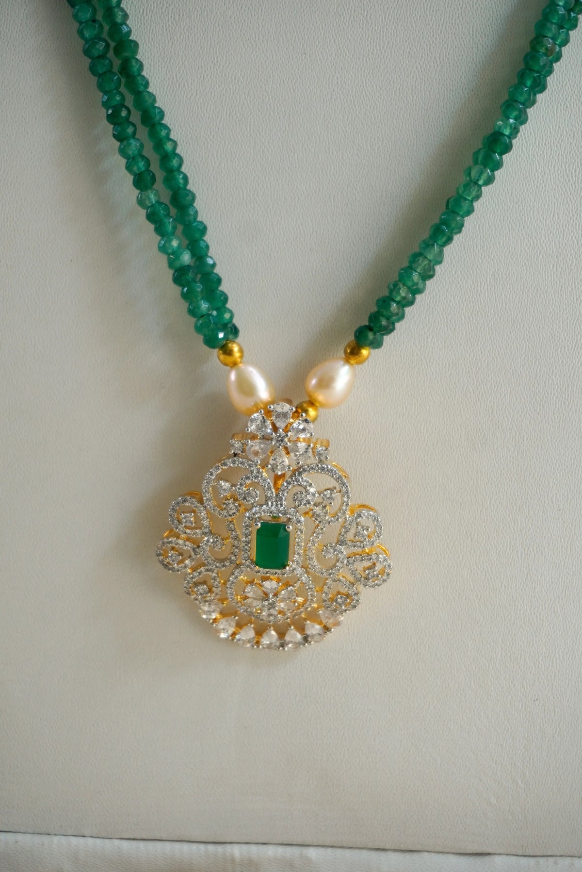 Meher Green AD Necklace Set