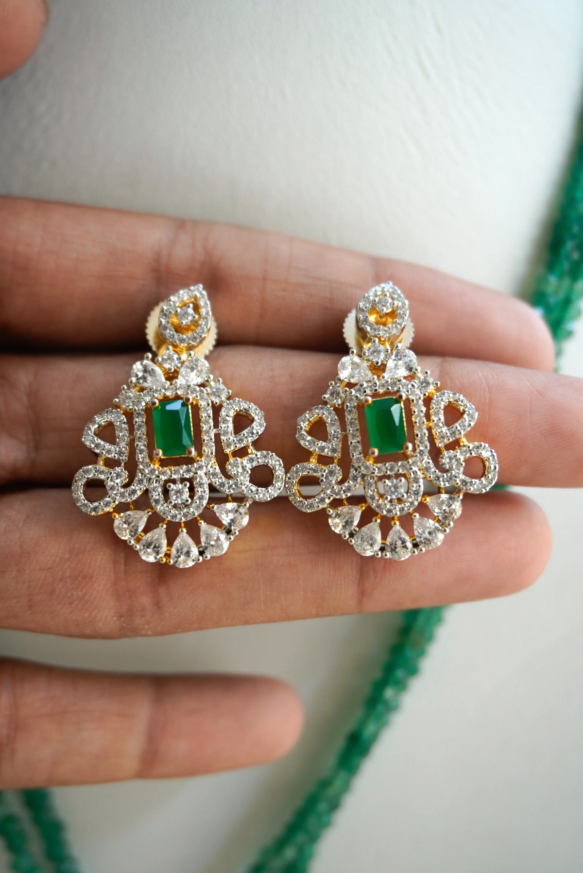 Meher Green AD Necklace Set