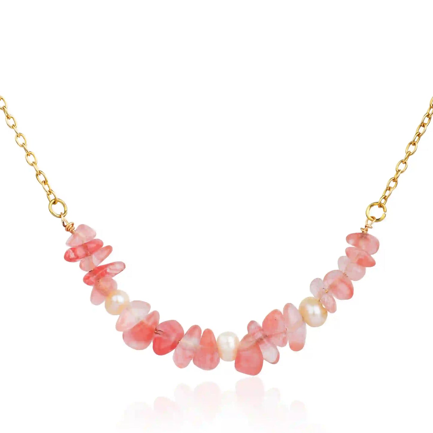 Rose Quartz & Pearl Love Necklace