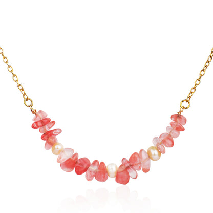 Rose Quartz & Pearl Love Necklace