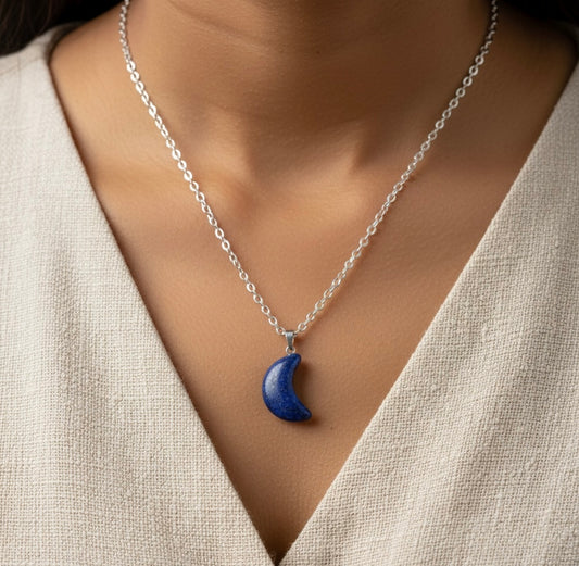 Lapis Crescent Moon Necklace