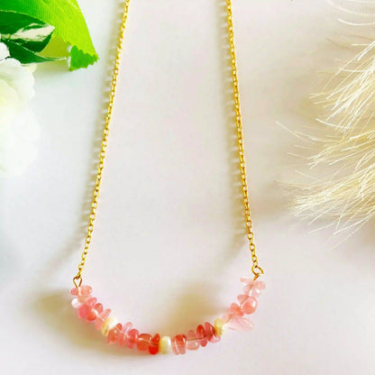 Rose Quartz & Pearl Love Necklace
