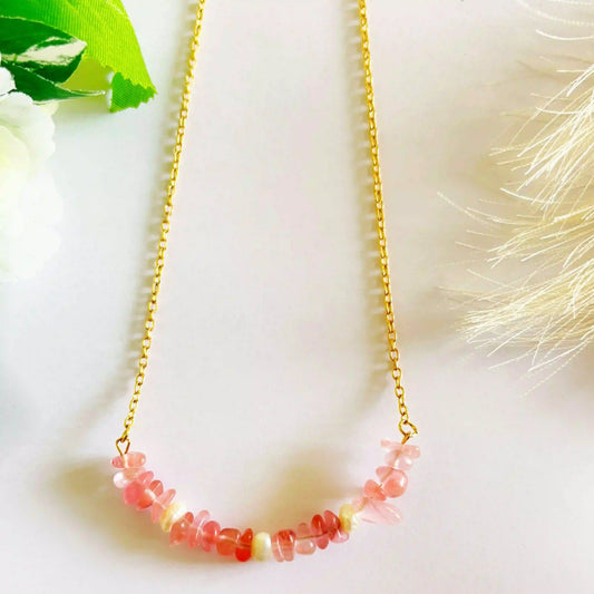 Rose Quartz & Pearl Love Necklace
