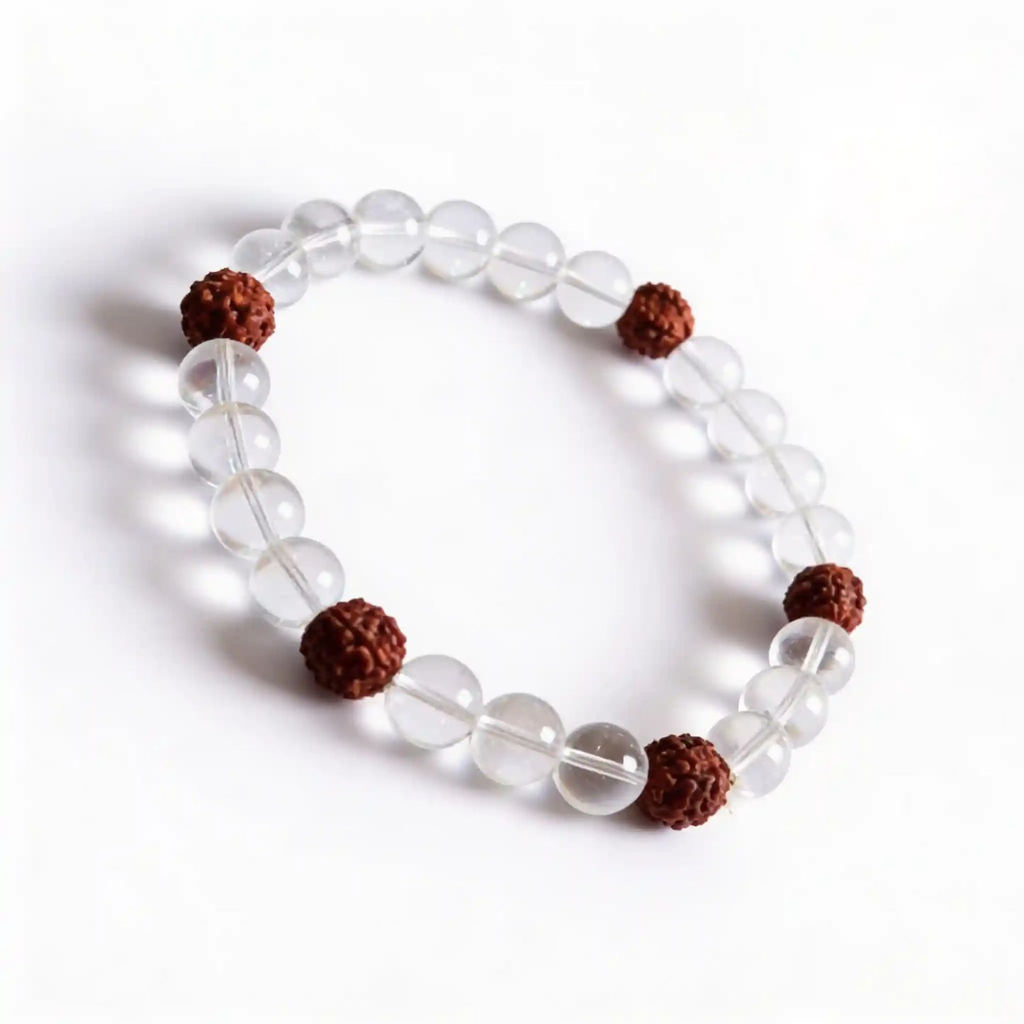 Rudraksha & Clear Quartz Bracelet - For Spiritual Growth