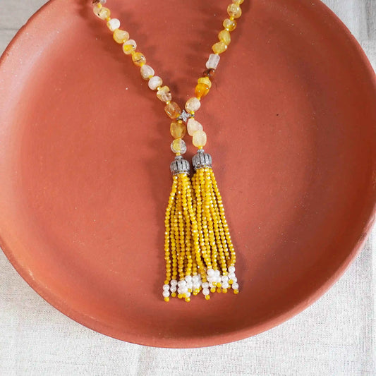 Yellow Tassel Statement Necklace