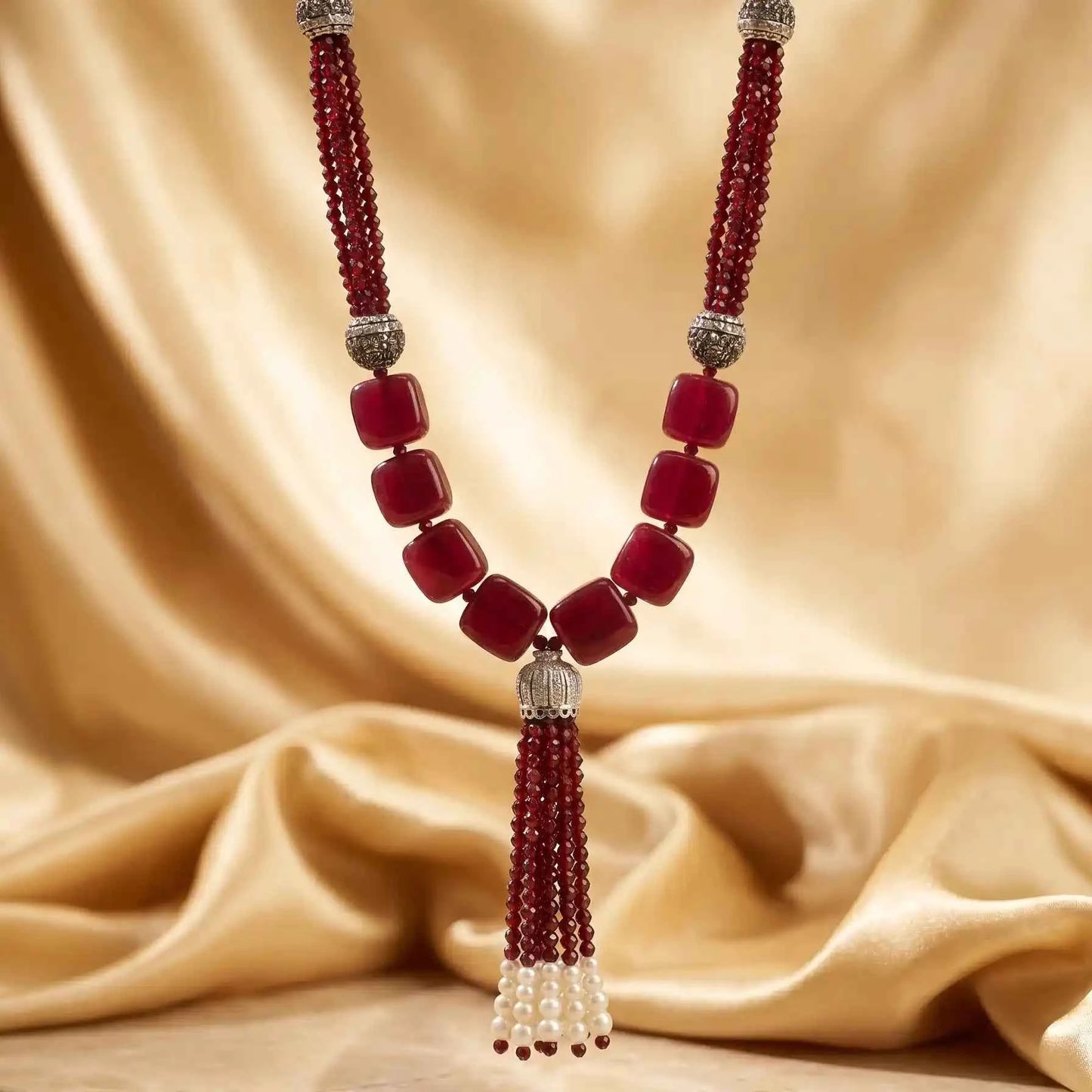 Ruby Onyx Tassel Necklace