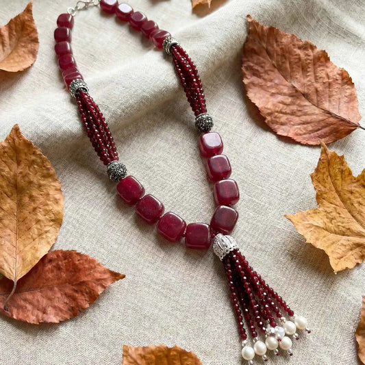 Ruby Onyx Tassel Necklace